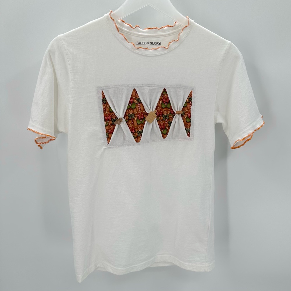 FADED GLORY T-shirt Girls L/XL Holiday Baking Christmas Embellished READ